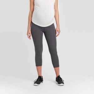 Maternity Cross Panel Active Capri Pants Gray